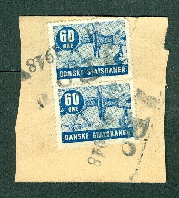 Denmark. 1948 Pair On Paper. Railway Parcel Stamps 60 Ore. 