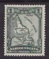 Newfoundland-Sc#145- id24-unused VLH og 1c Maps-1928-