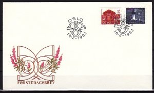 Norway, Scott cat. 721 & 724 only. Lighthouse & Building. First day cover. ^