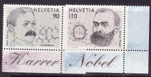 Switzerland-Sc#1004-5- id8-unused NH set-Nobel prize winner-1997-