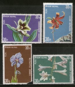 Nepal 1976-77 Flowers Nepalese Lily Plant Flora Sc 321-24 MNH # 115