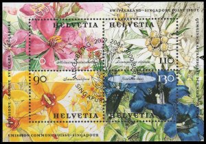 SWITZERLAND Sc. 1107 Flowers 2001 Souvenir Sheet canceled NH VF