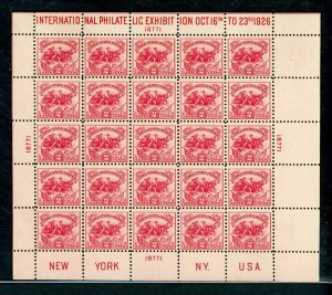 US Stamp #630 Int'l Philatelic Exhibition 2c - Souvenir Sheet - MNH - CV...