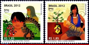 3224 BRAZIL 2012 MYTHS & LEGENDS: GUARANA & CASSAVA,INDIANS, UPAEP, SNAKE, MNH