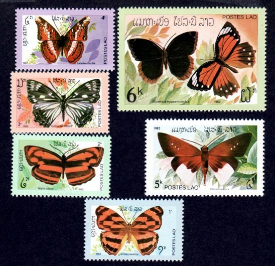 Laos # 386-391 Mint Butterflies!