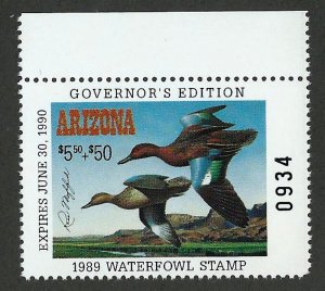 ARIZONA STATE DUCK  #3B - GOVERNOR'S EDITION - SCV: $75.00 - MNH -