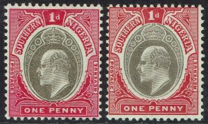 SOUTHERN NIGERIA 1904 KEVII 1D BOTH PAPERS WMK MULTI CROWN CA