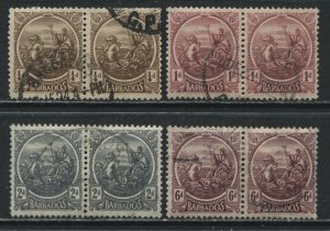 Barbados 1921 various values in pairs to 6d used