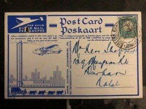 1935 Johannesburg South Africa RPPC Postcard Cover to Durban Mail Delivery Car