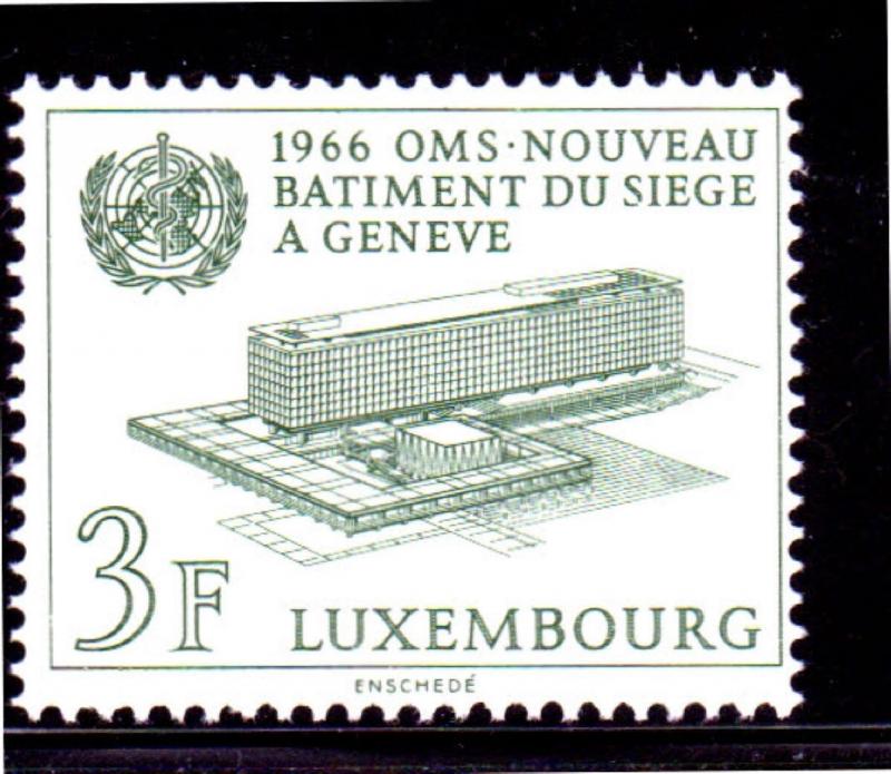 LUXEMBOURG #434  1966  WHO HEADQUARTERS     MINT  VF NH  O.G