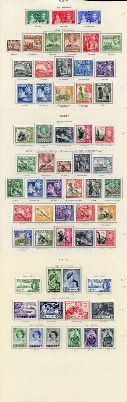 Collection of Malta KGVI on leaves cat 214.90 pounds