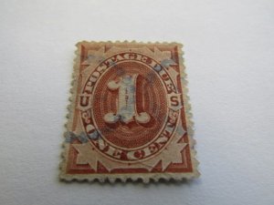 US Stamps, Scott #J1 Used 1879 1c Brown Postage Due, sale as is, no warranty,