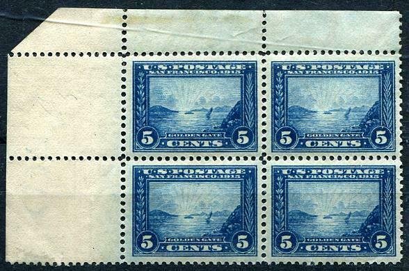 HERRICKSTAMP UNITED STATES Sc.# 399 Corner Block of 4 NH, Natural Gum Creases