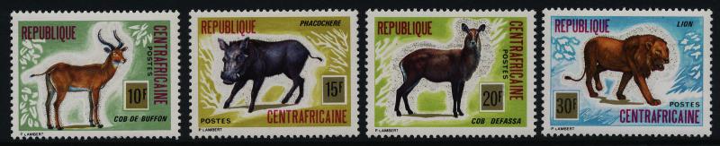 Central Africa 236-9 MNH Animals, Wart Hog, Lion, Waterbuck