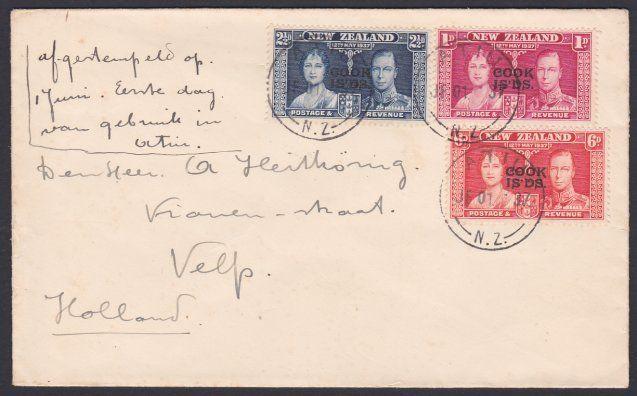 COOK IS 1937 Coronation FDC with scarce ATIU / NZ cds......................87723