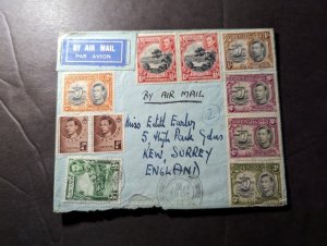 1941 British Grenada Airmail Cover Trinidad BWI to Kew Surrey England