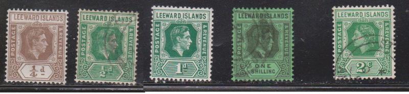 LEEWARD ISLANDS Various Used Issues - KGVI & QEII Definitives