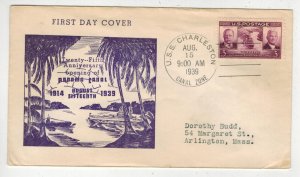 1939 PANAMA CANAL TEDDY ROOSEVELT FDC 856-12 ANNIS BETTER CACHET USS CHARLESTON