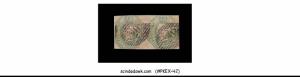 GREAT BRITAIN - 1847-54 1s green QV EMBOSSED ISSUE SG#54 2V PAIR USED IMPERF