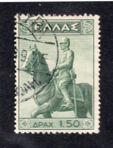 Greece 1938 1.50d green Statute, Scott 414 used, value = 25c