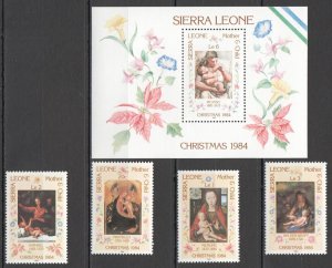 B1187 Sierra Leone Art Christmas 1984 Raphael #784-8 Set+Bl Mnh