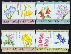 Tuvalu Nanumaga 1985 Sc#33/36 FLOWERS 4 Pairs Perforated MNH