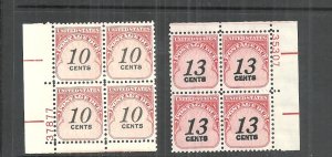 US POSTAGE DUE PLATE BLOCKS MNH #J97 & J103