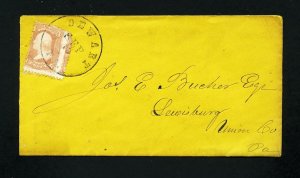 # 65 on four covers from the states of Ohio and Pennsylvania dated 1860's