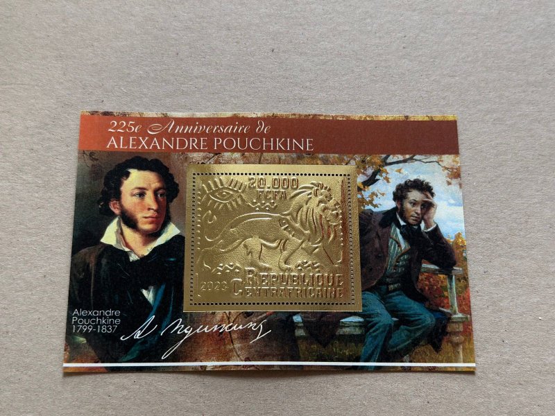 Writers Pushkin 2023 year 6 blocks Foil. Gold perforated  NEW MNH**