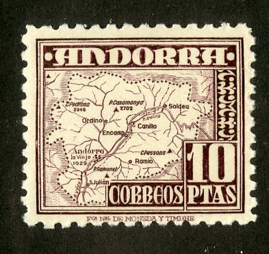 SPANISH ANDORRA 49 MH SCV $11.00 BIN $5.00 MAP