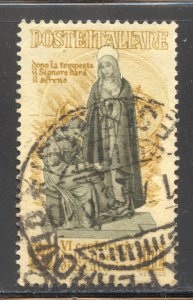 Italy Scott 492 Used VLH - 1948 St Catherine of Siena H/V of Set - SCV $22.50