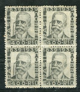 BRAZIL; 1939 early Assis pictorial issue fine MINT MNH 400r. BLOCK of 4