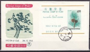 South Korea, Scott cat. 456a. Pine Cones s/sheet. First day cover. ^