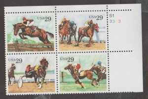 U.S. Scott #2756-2759 Sporting Horses Stamp - Mint NH Plate Block