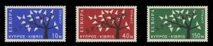 Cyprus #219-221, 1963 Europa, set of three, overprinted Specimen, never hinged