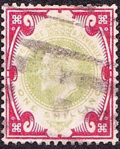 GREAT BRITAIN 1902 KEVII 1/- Dull Green & Carmine SG257 Used