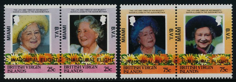 Virgin Islands 529a,31a MNH Queen Mother, Flowers, Inaugural Flight o/p