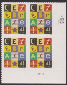 4196 Celebrate Plate Block MNH