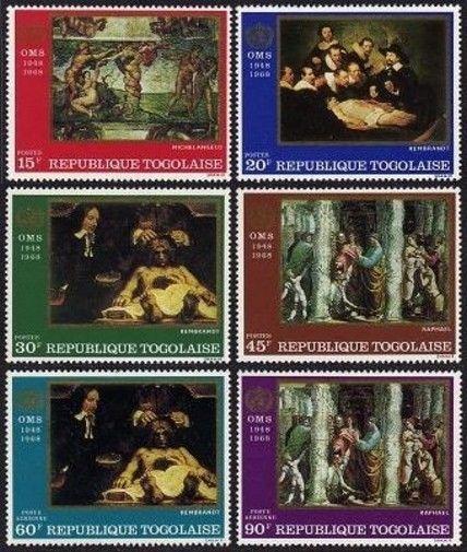 Togo 646-649,C93-C94,MNH.Michel 655-660. WHO,20th Ann.1968.Michelangelo,Raphael.