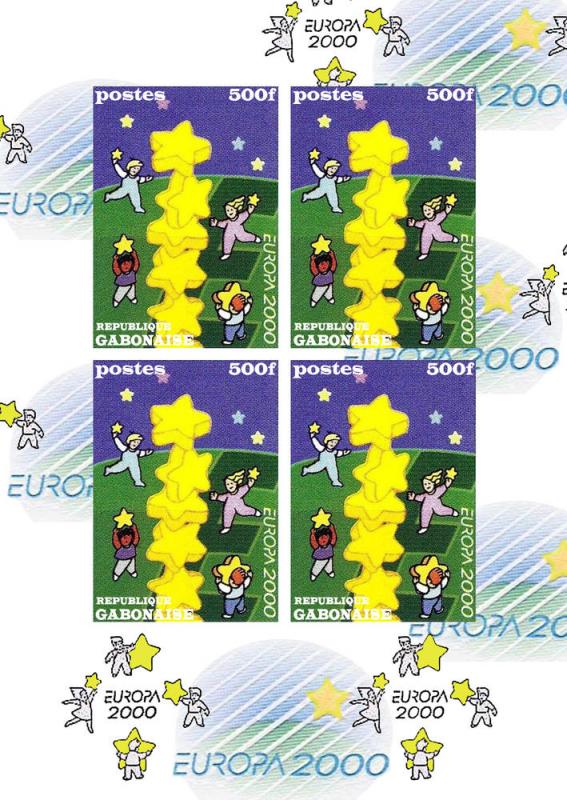 GABON SHEET IMPERF DEDICATED THE TOPIC EUROPA 2000