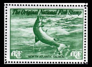 National Fish Stamp Green Salmon Abercrombie & Fitch Environment Contribution 