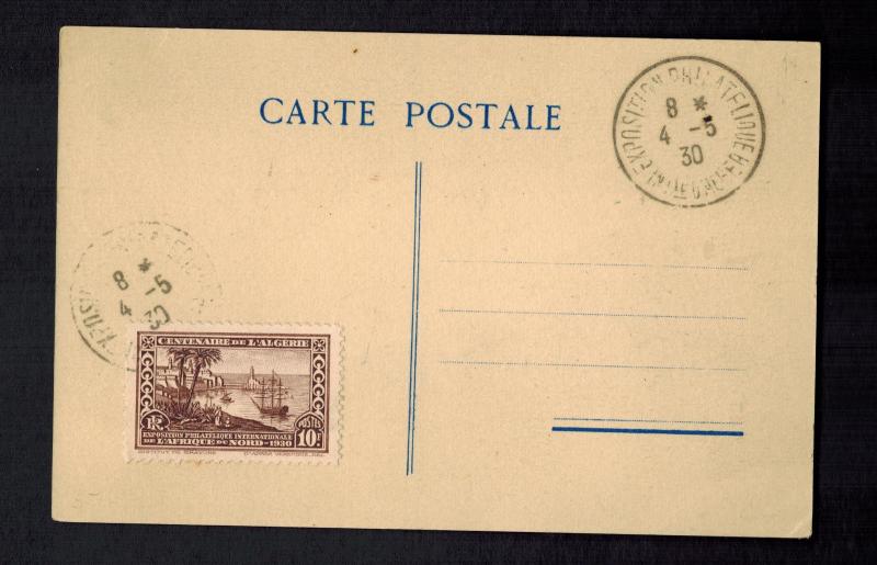 1930 French Algeria First day Postcard cover North Africa Philatelic Expo # 76