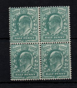 GB KEVII 1/2d blue green SG215 MNH block WS37416