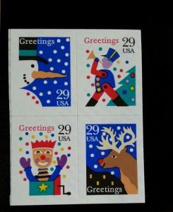 1993 29c Christmas Designs, Block of 4, SA Scott 2799-2802 Mint F/VF NH