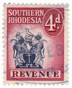 (I.B) Southern Rhodesia Revenue : Duty Stamp 4d