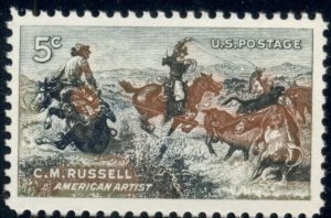 #1243 5¢ CHARLES RUSSELL, ARTIST LOT OF 400 MINT STAMPS, SPICE UP YOUR MAILINGS!