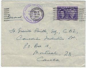 Canada 1951 UN315 Royal Visit Cover PM 'Empress of Scotland