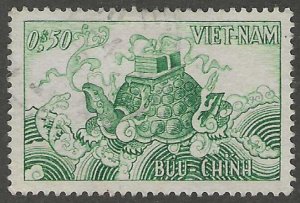 Vietnam, stamp, Scott#28, Used, Hinged, 50c, Dark Green, Turtle