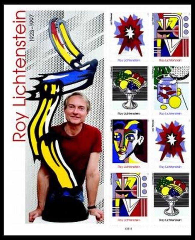 US 5788a-5792a 5792c Roy Lichtenstein imperf NDC panel block (8) MNH 2023 May 1 