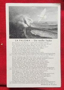 WW2 WWII German Third Reich song Postcard Ocean DOVE La Paloma Die Weisse Taube